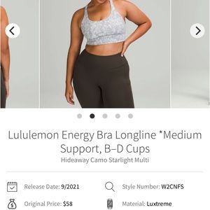 Lululemon Energy Bra Longline [Hideaway Camo Starlight Multi] SZ 6